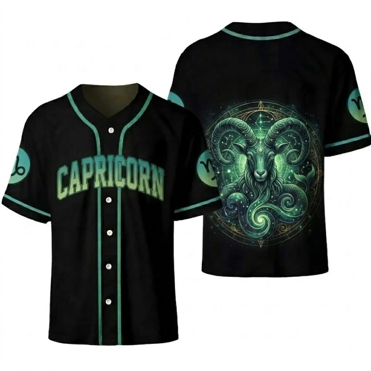 Astrology Zodiac Sign Baseball Jersey — Gothic Celestial Graphic for Astrology Lovers Button-Up Shirt