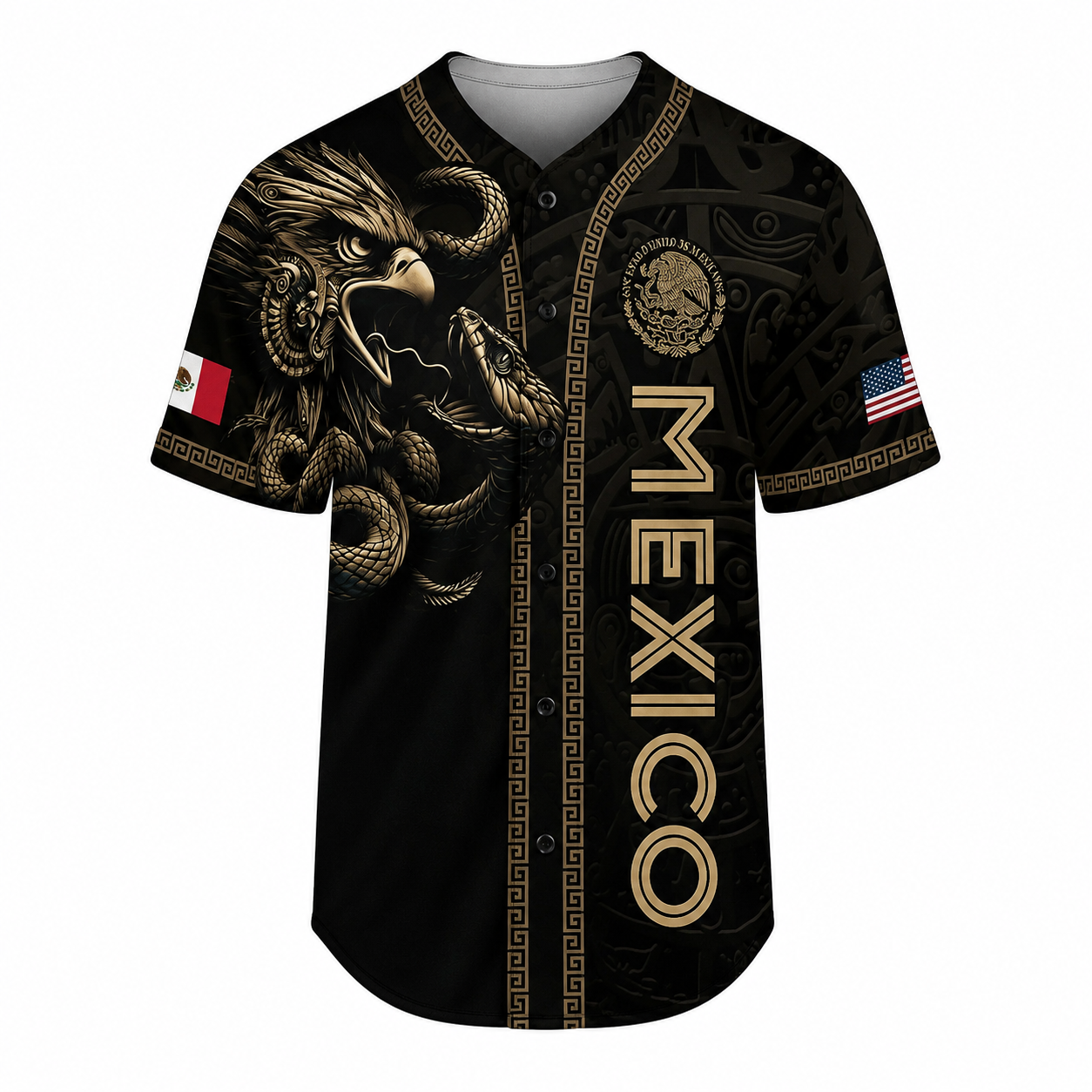 Mexico Eagle Baseball Jersey – Patriotic Mexican Vintage Button-Up Shirt