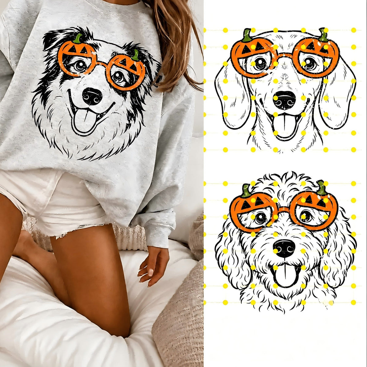 Custom 50+ Dog Breeds Halloween Funny Spooky Puppy Graphic Trick-or-Treat T-Shirt / Sweatshirt / Hoodie