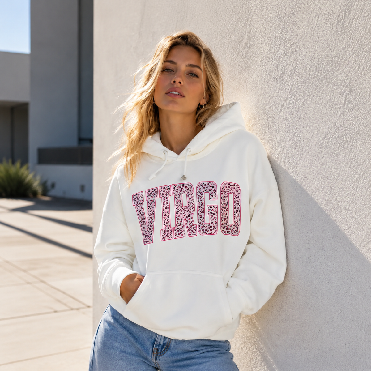 12 Zodiac Pink Leopard Print Letter Graphic Shirt Vintage Varsity Hoodie / Sweatshirt / T-Shirt