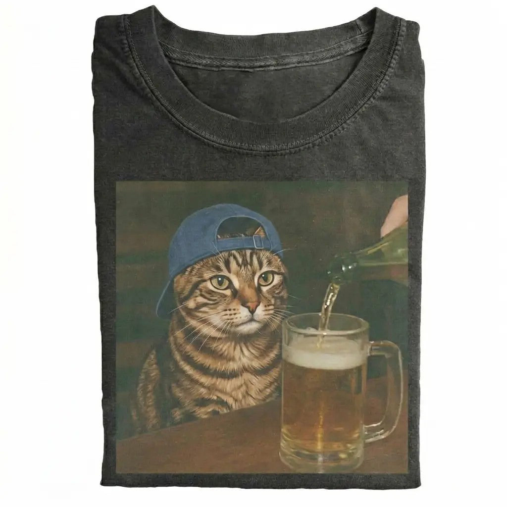 50+ Cat Breeds Available Drinking Beer Funny Edgy Cat Meme T-Shirt / Sweatshirt / Hoodie