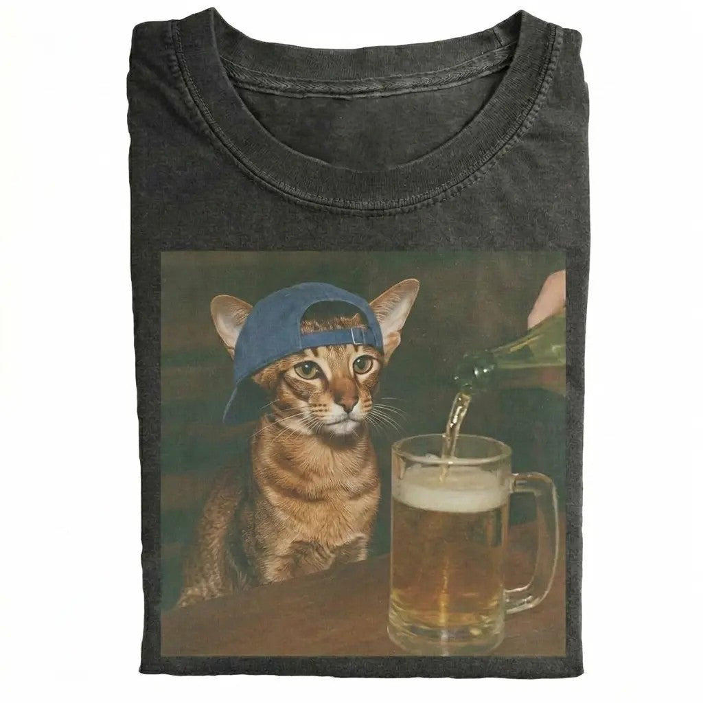 50+ Cat Breeds Available Drinking Beer Funny Edgy Cat Meme T-Shirt / Sweatshirt / Hoodie