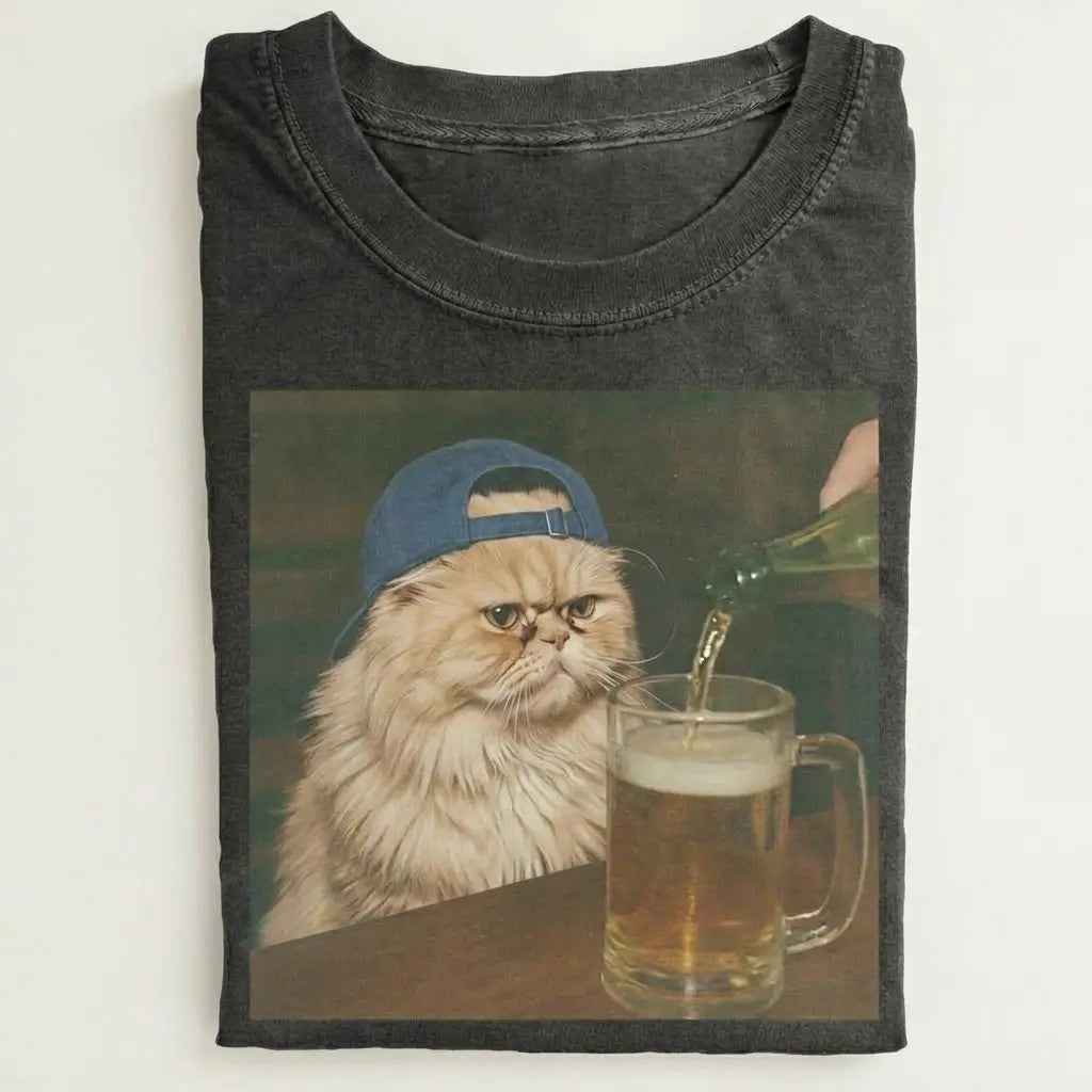 50+ Cat Breeds Available Drinking Beer Funny Edgy Cat Meme T-Shirt / Sweatshirt / Hoodie