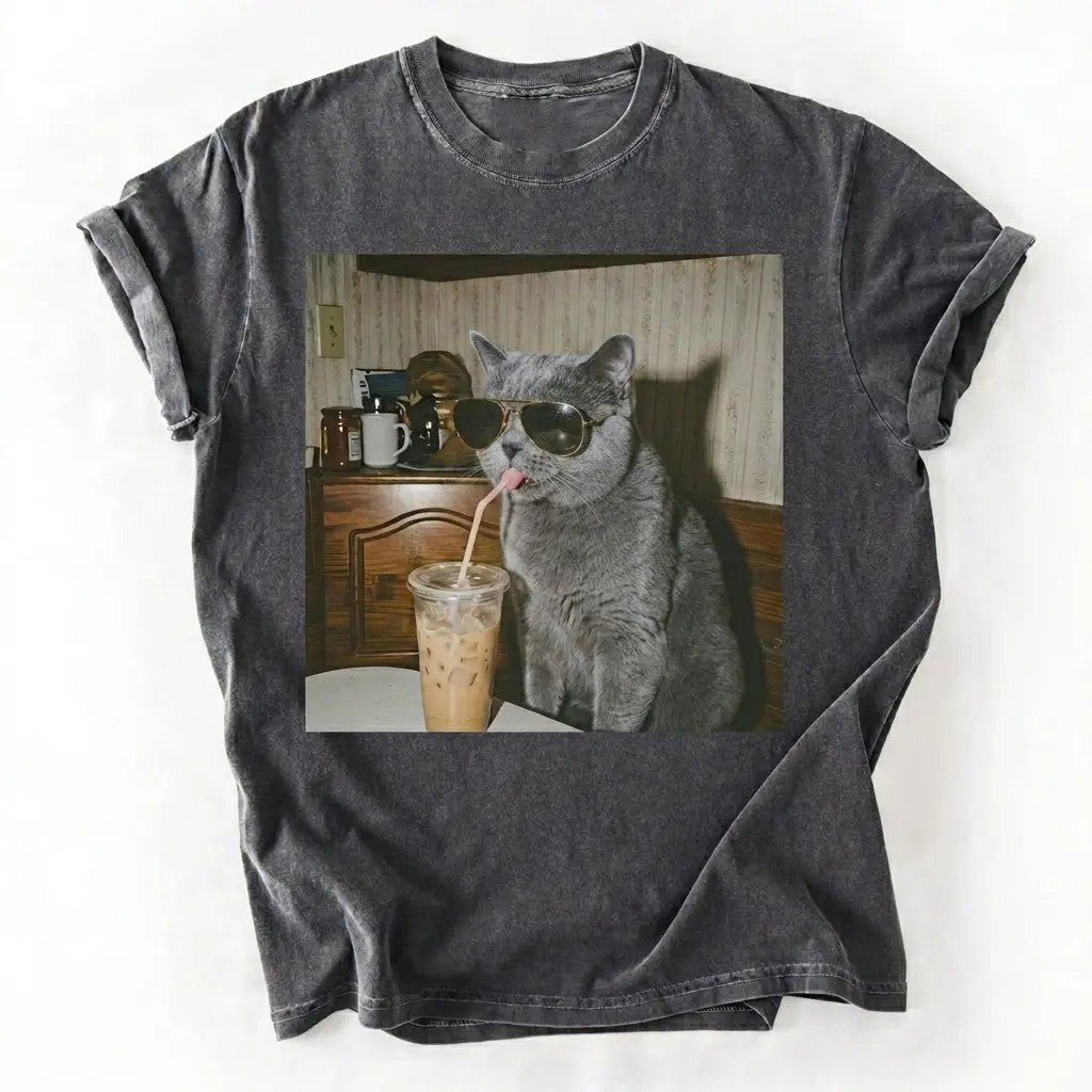 50+ Cat Breeds Drinking Iced Coffee T-Shirt / Sweatshirt / Hoodie