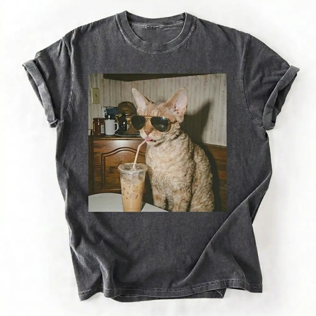 50+ Cat Breeds Drinking Iced Coffee T-Shirt / Sweatshirt / Hoodie