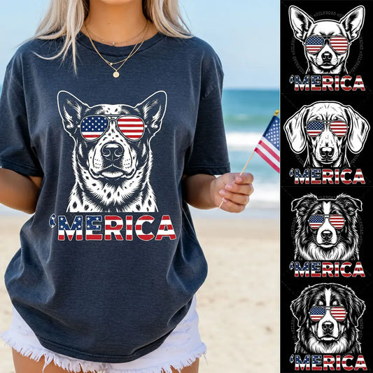 Custom Dog Breed 4th of July Funny Merica Dog Lover T-Shirt / Sweatshirt / Hoodie