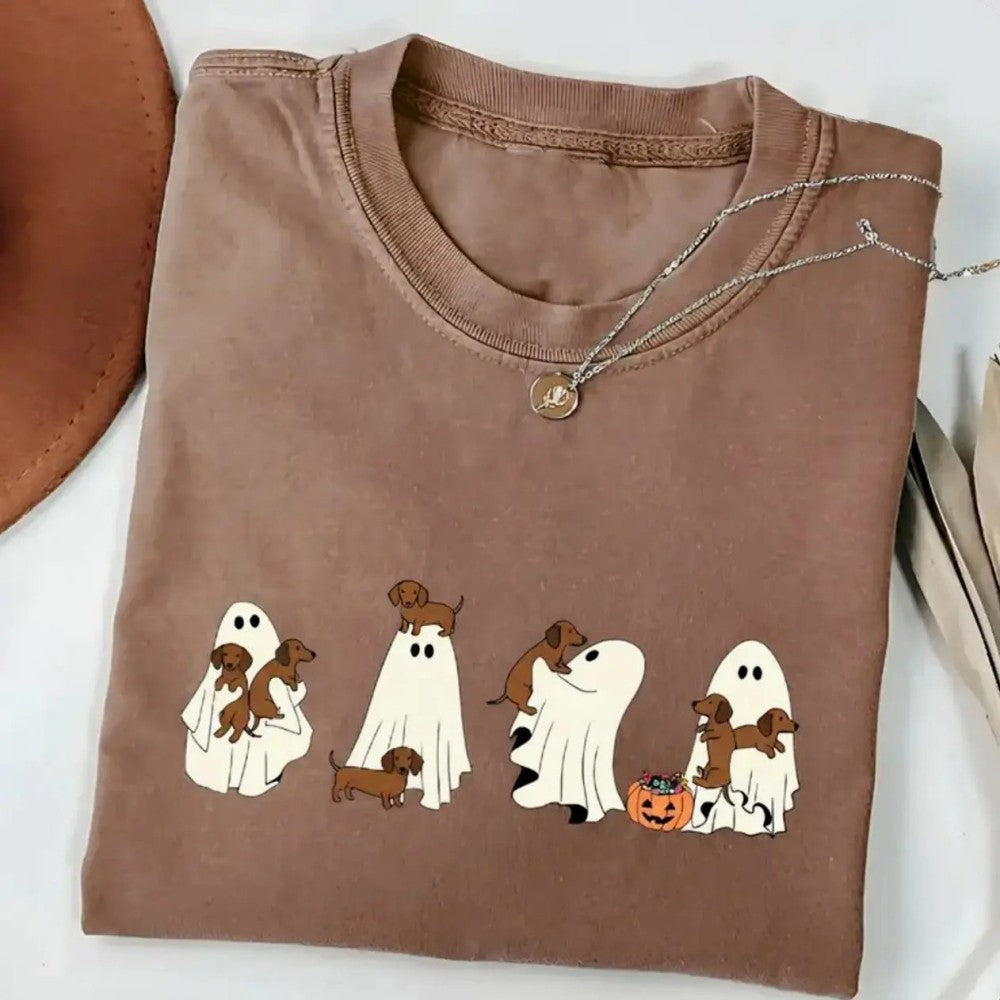 Custom Dog Halloween Shirt Cute Ghost Puppy Graphic T-Shirt / Sweatshirt / Hoodie