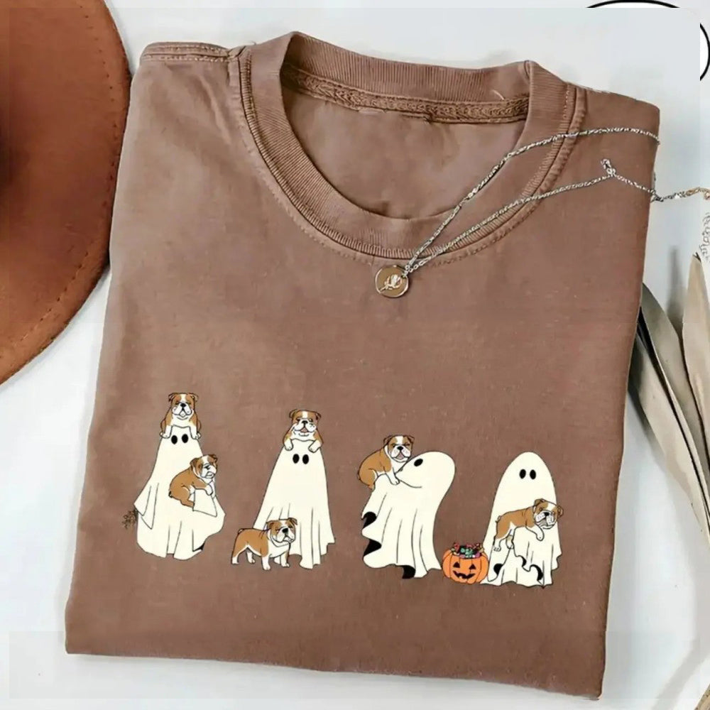 Custom Dog Halloween Shirt Cute Ghost Puppy Graphic T-Shirt / Sweatshirt / Hoodie
