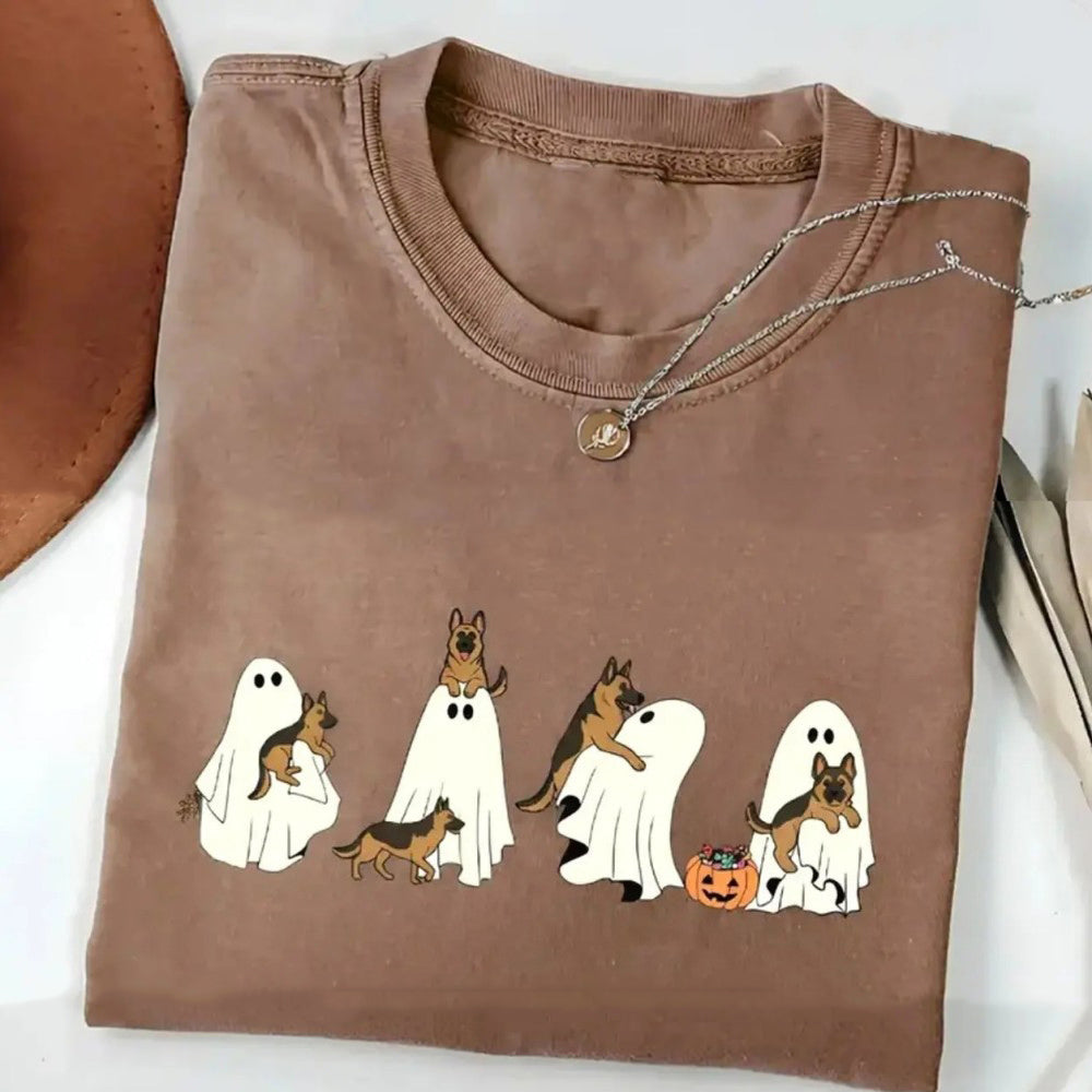 Custom Dog Halloween Shirt Cute Ghost Puppy Graphic T-Shirt / Sweatshirt / Hoodie