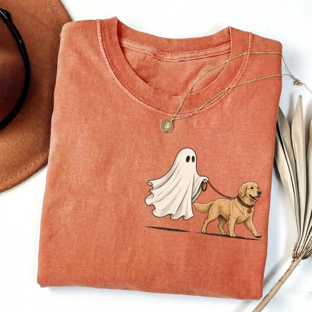 Halloween 50+ Dog Breeds Cute Ghost Walking Dog T-Shirt / Sweatshirt / Hoodie
