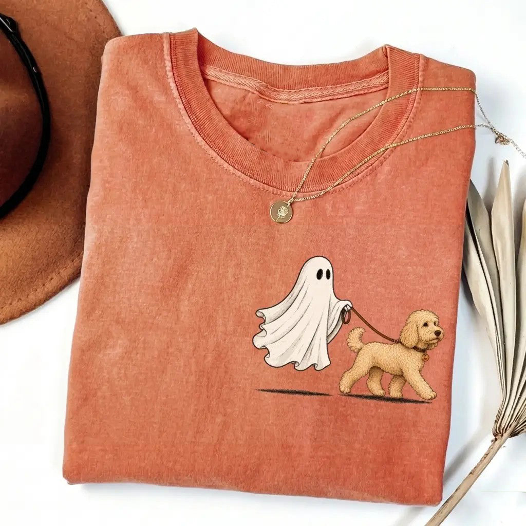 Halloween 50+ Dog Breeds Cute Ghost Walking Dog T-Shirt / Sweatshirt / Hoodie