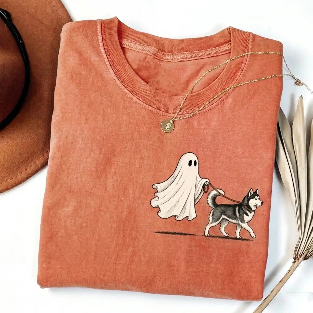 Halloween 50+ Dog Breeds Cute Ghost Walking Dog T-Shirt / Sweatshirt / Hoodie
