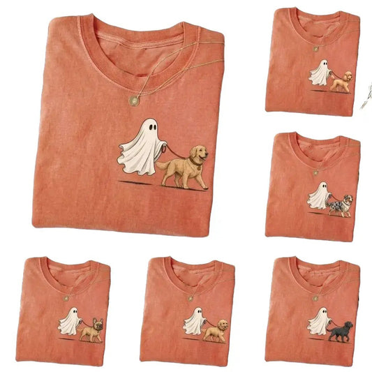 Halloween 50+ Dog Breeds Cute Ghost Walking Dog T-Shirt / Sweatshirt / Hoodie