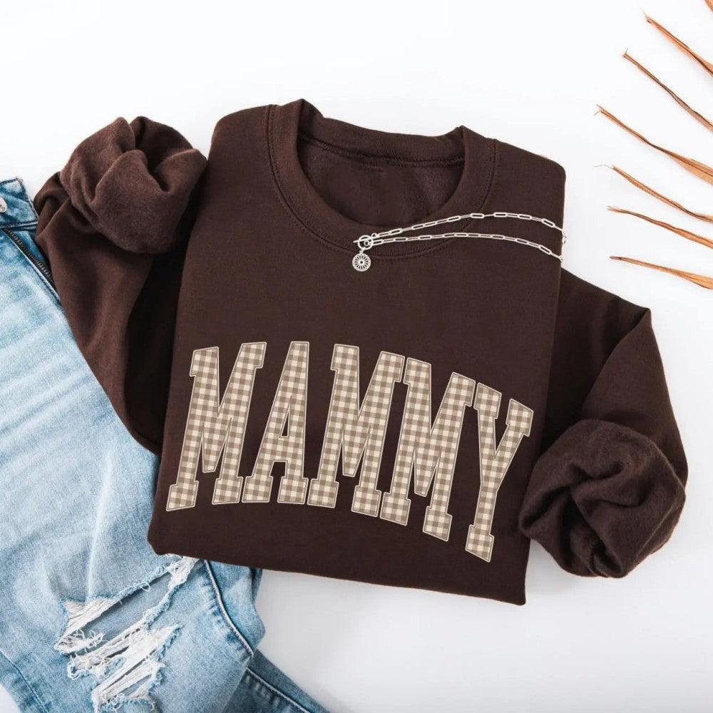Customize Gingham Mama Trendy Mama New Mama Baby Shower T-Shirt / Sweatshirt / Hoodie