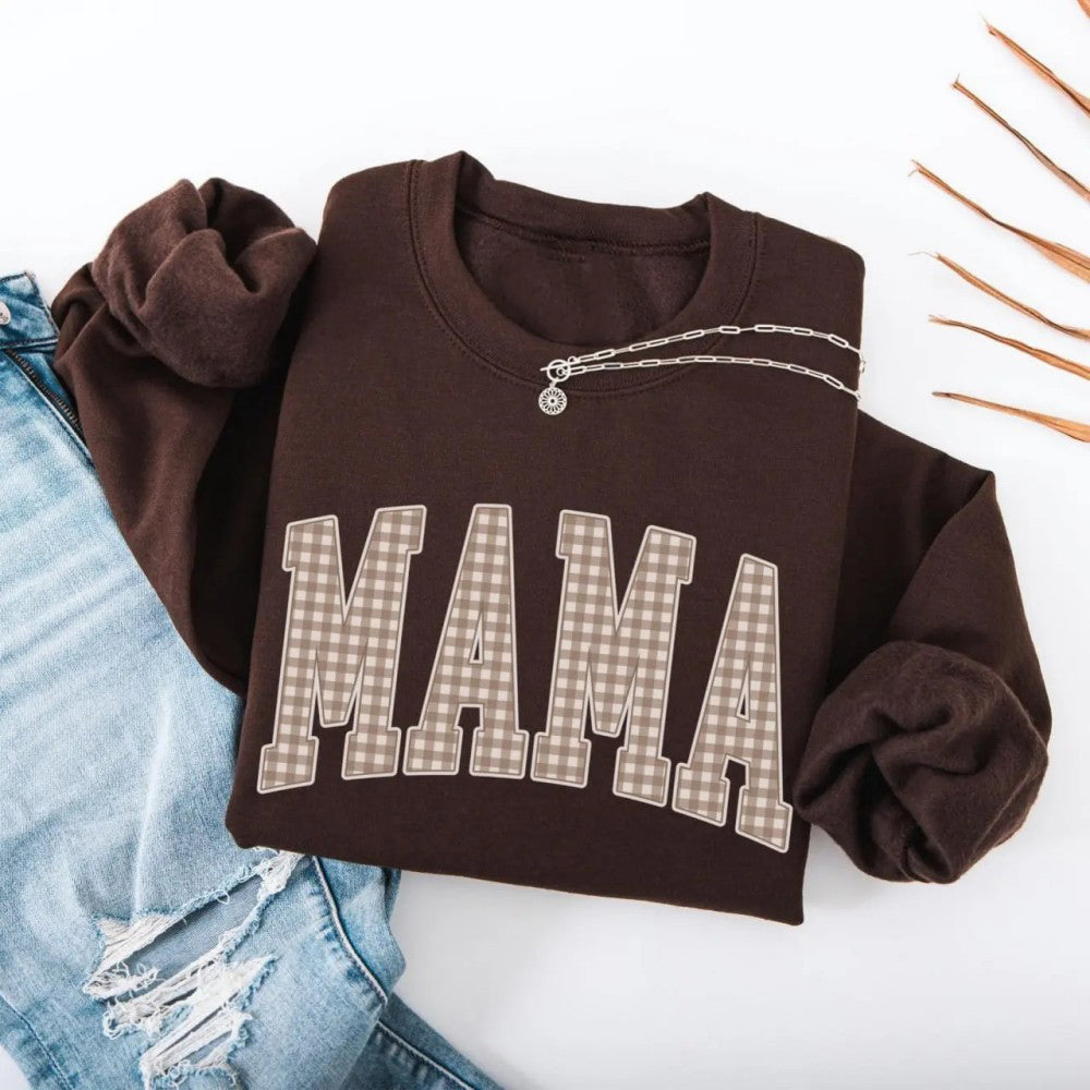 Customize Gingham Mama Trendy Mama New Mama Baby Shower T-Shirt / Sweatshirt / Hoodie