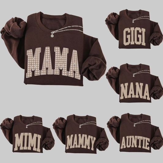 Customize Gingham Mama Trendy Mama New Mama Baby Shower T-Shirt / Sweatshirt / Hoodie