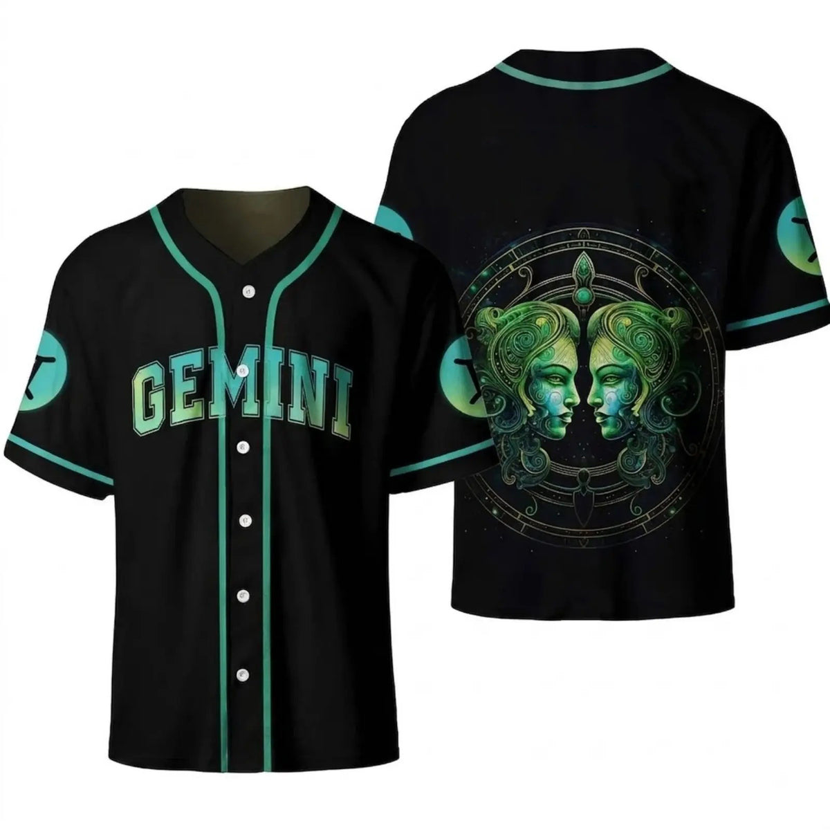 Astrology Zodiac Sign Baseball Jersey — Gothic Celestial Graphic for Astrology Lovers Button-Up Shirt