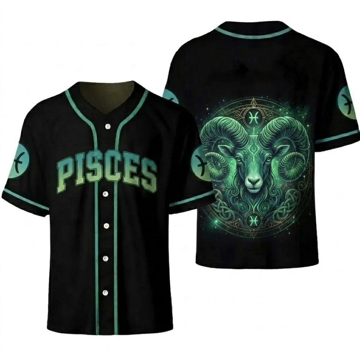 Astrology Zodiac Sign Baseball Jersey — Gothic Celestial Graphic for Astrology Lovers Button-Up Shirt