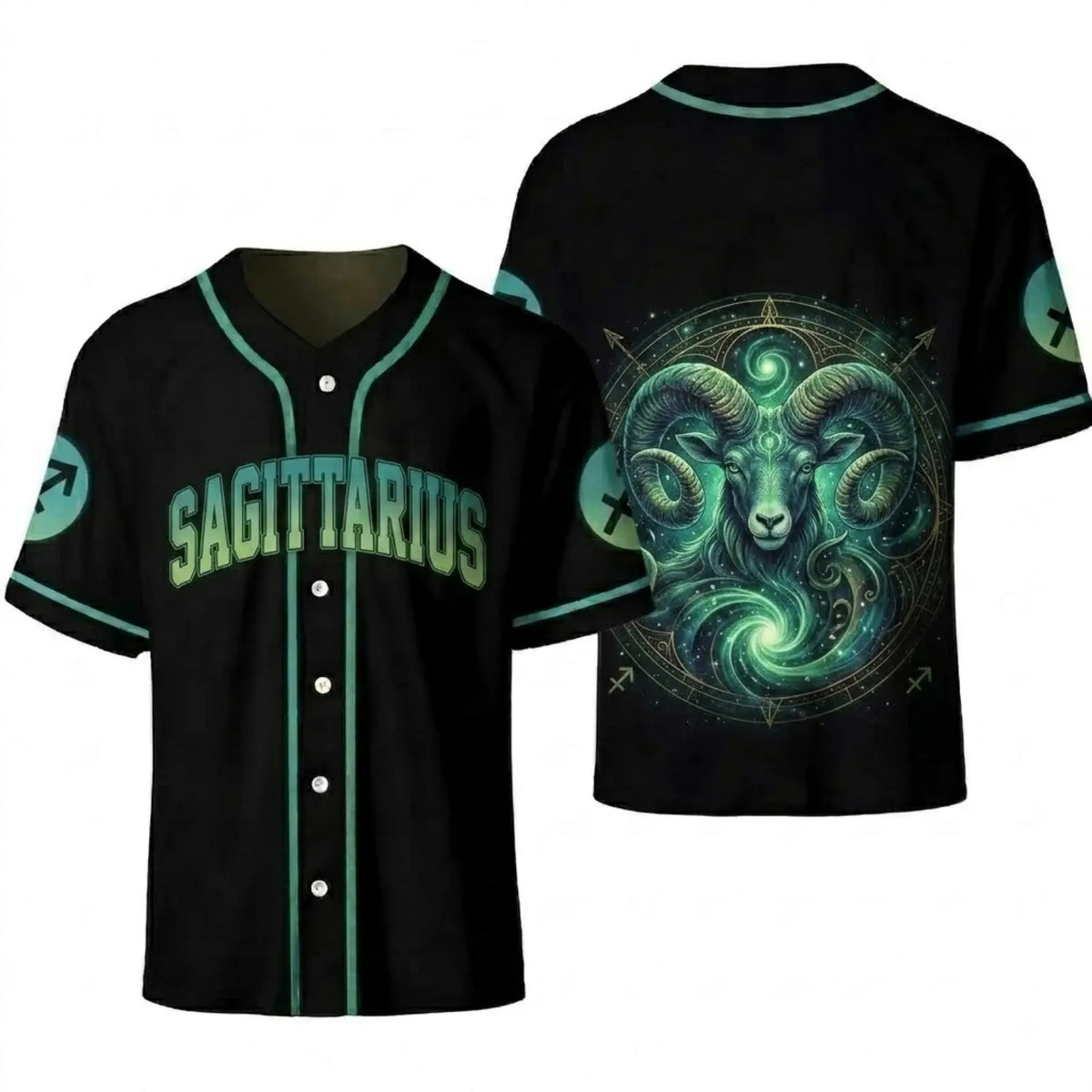 Astrology Zodiac Sign Baseball Jersey — Gothic Celestial Graphic for Astrology Lovers Button-Up Shirt