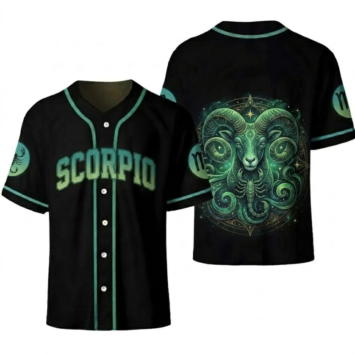 Astrology Zodiac Sign Baseball Jersey — Gothic Celestial Graphic for Astrology Lovers Button-Up Shirt