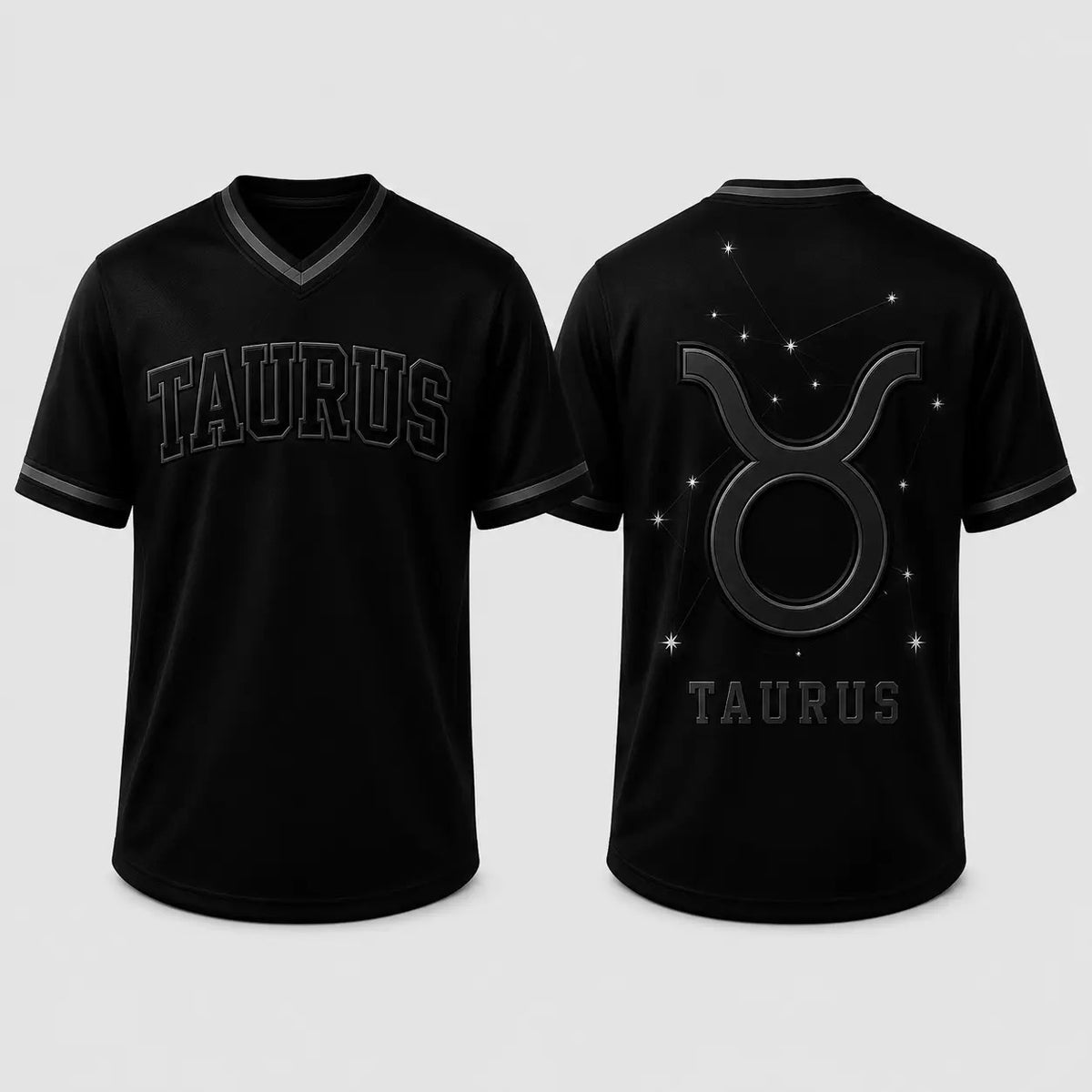 Black Unisex Zodiac V-Neck Casual Soccer Jersey - Fabric Top with 12 Star Sign Art Constellations Sports Jersey