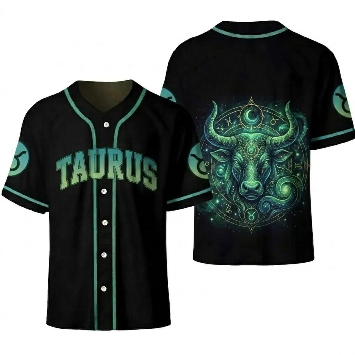 Astrology Zodiac Sign Baseball Jersey — Gothic Celestial Graphic for Astrology Lovers Button-Up Shirt