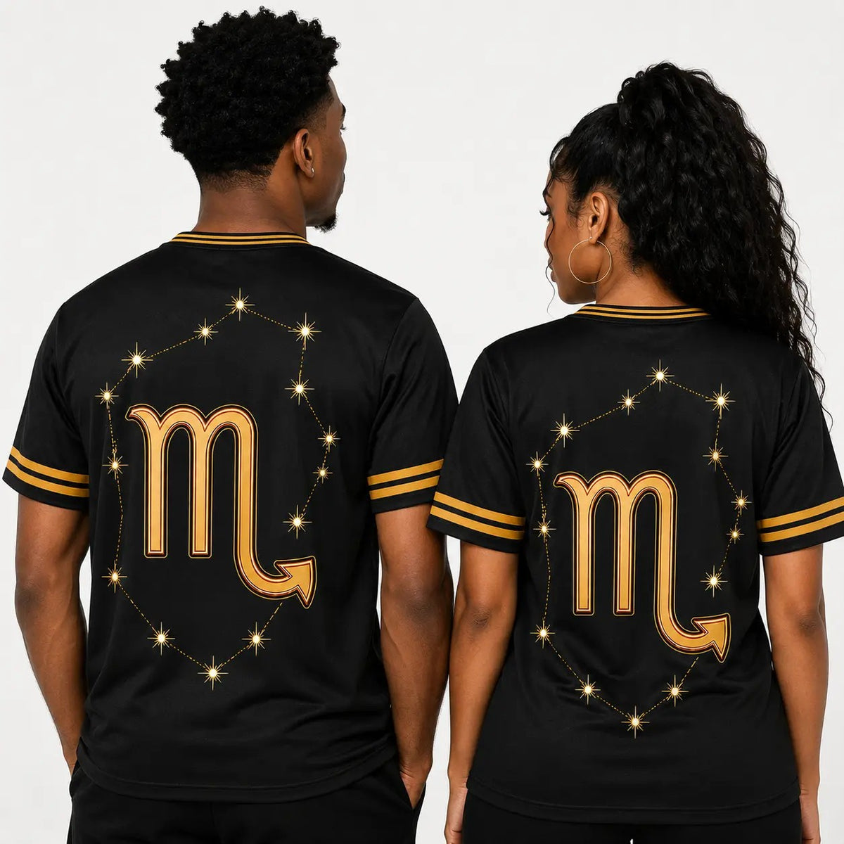 Unisex Fit Zodiac Constellations Soccer Jersey - Black Gold Short Sleeve Astro Sports Jersey