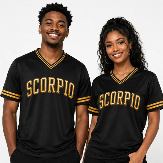 Unisex Fit Zodiac Constellations Soccer Jersey - Black Gold Short Sleeve Astro Sports Jersey