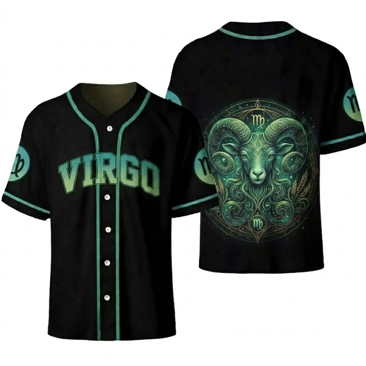 Astrology Zodiac Sign Baseball Jersey — Gothic Celestial Graphic for Astrology Lovers Button-Up Shirt