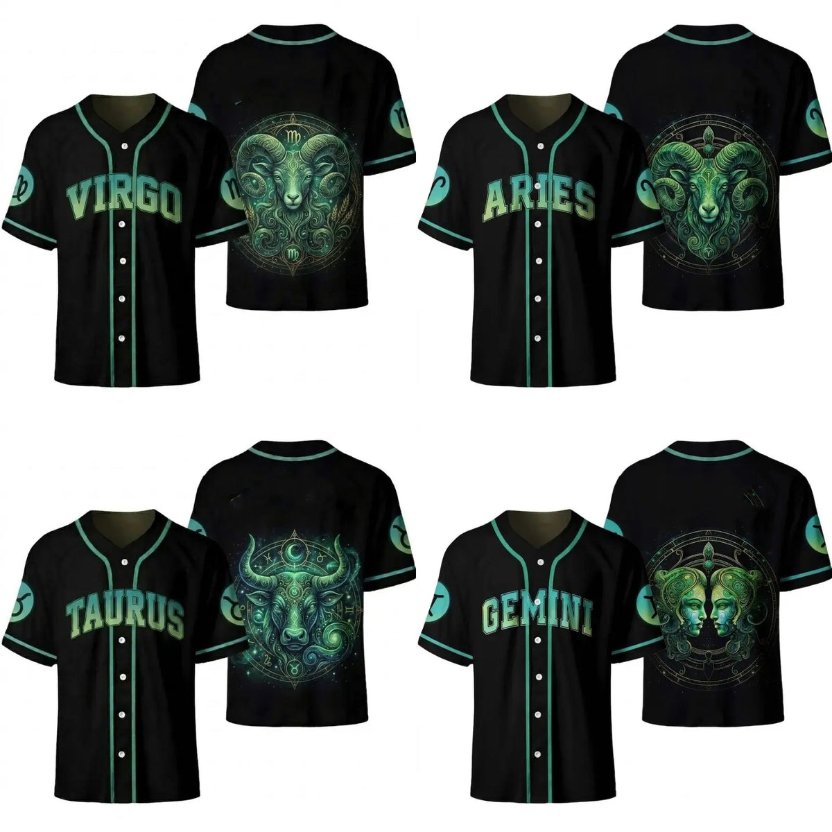 Astrology Zodiac Sign Baseball Jersey — Gothic Celestial Graphic for Astrology Lovers Button-Up Shirt