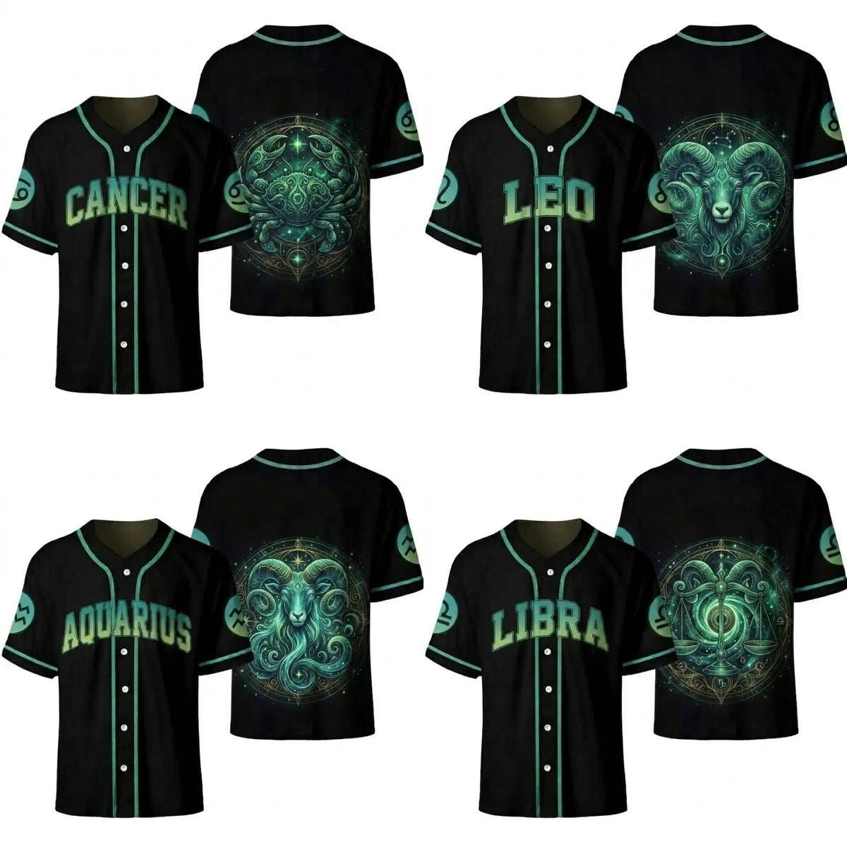 Astrology Zodiac Sign Baseball Jersey — Gothic Celestial Graphic for Astrology Lovers Button-Up Shirt