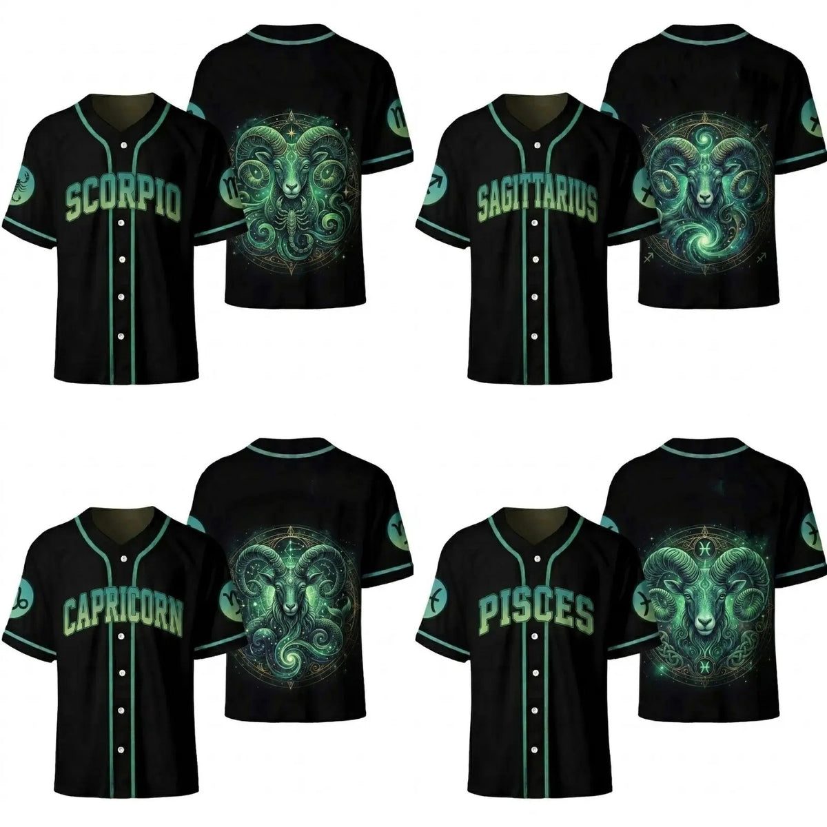 Astrology Zodiac Sign Baseball Jersey — Gothic Celestial Graphic for Astrology Lovers Button-Up Shirt