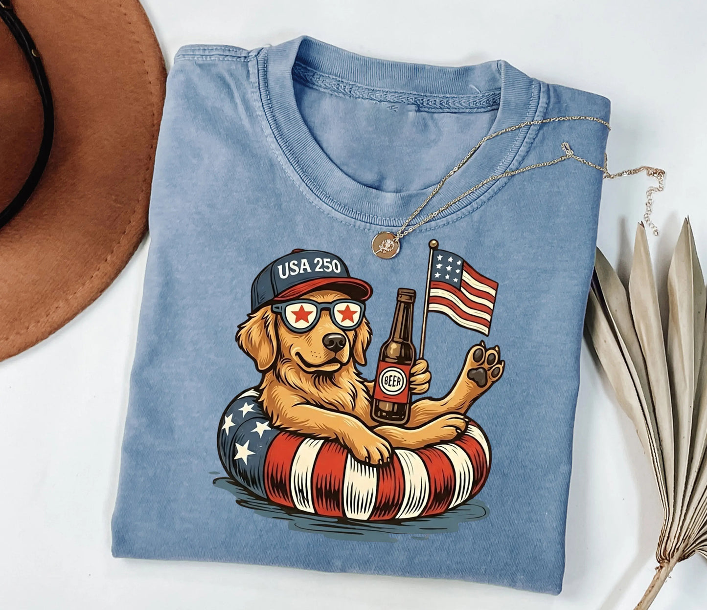Funny Patriotic Dog USA 250 Independence Day 4th of July Graphic For Dog Lover T-Shirt / Sweatshirt / Hoodie