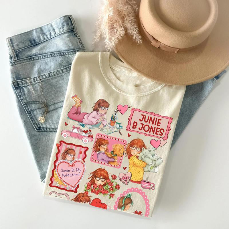 Junie B Jones Valentine Doodle Style Education Teacher Gifts First Grade T-Shirt / Sweatshirt / Hoodie