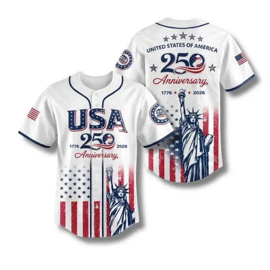 USA 250th Anniversary Baseball Jersey — Patriotic Statue Of Liberty Print Shirt