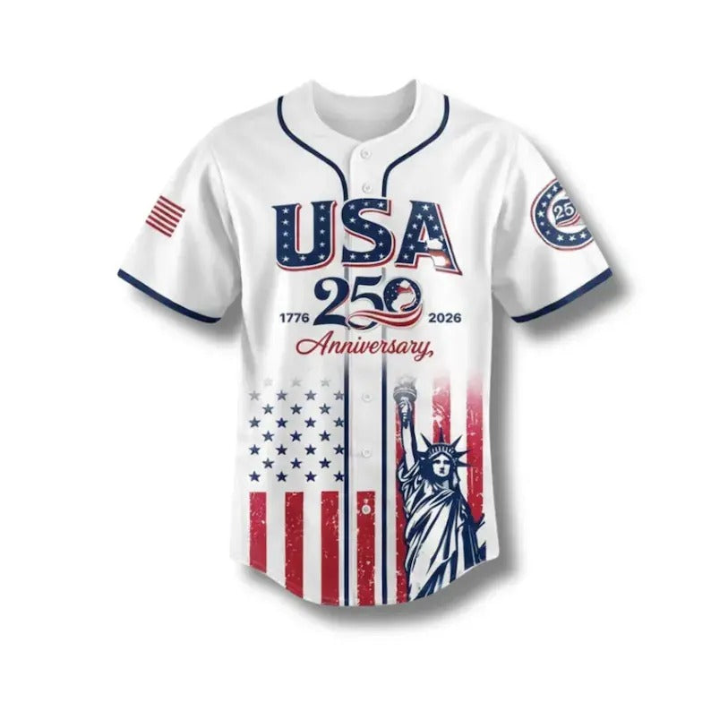 USA 250th Anniversary Baseball Jersey — Patriotic Statue Of Liberty Print Shirt
