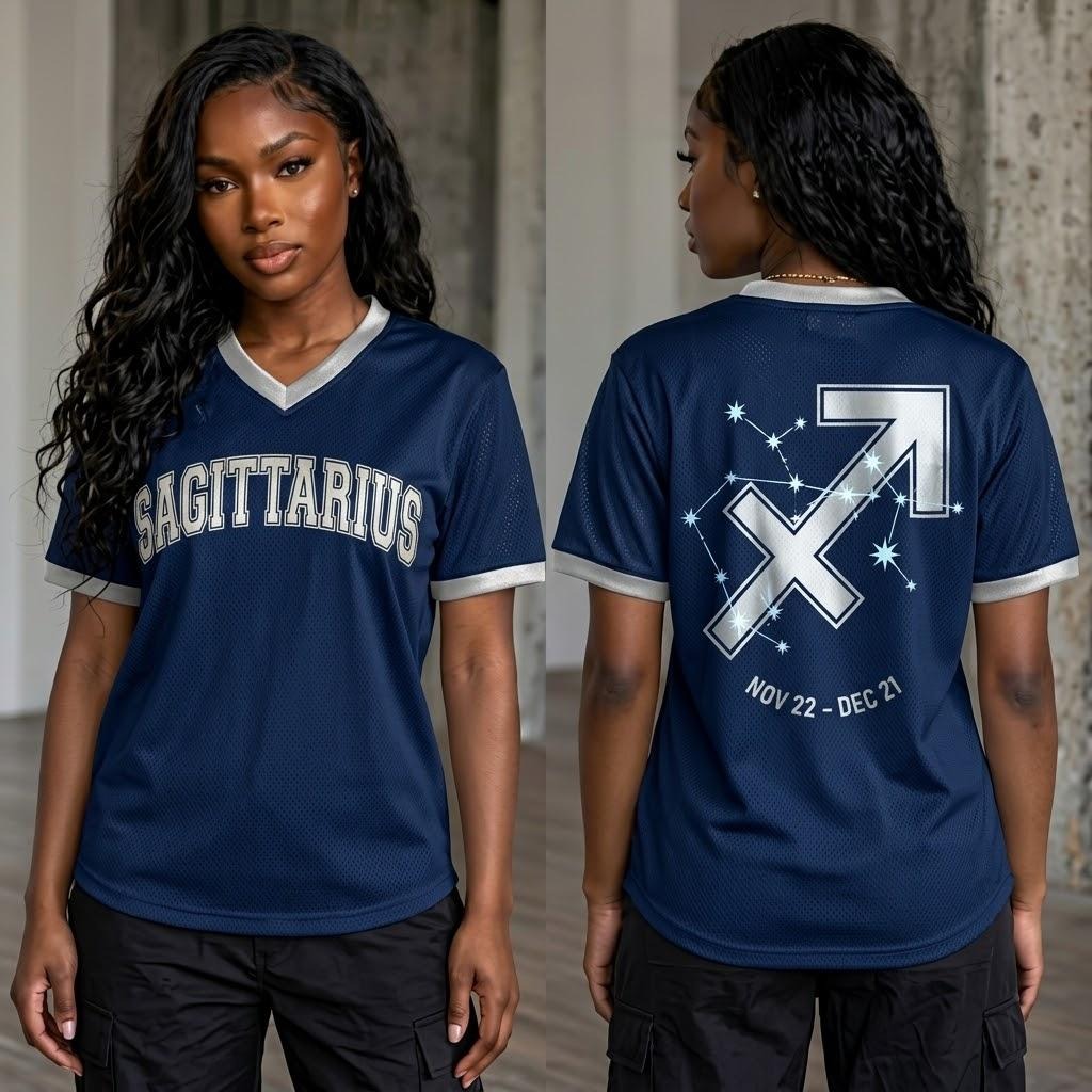 Navy Zodiac V-Neck Jersey - Front & Back Summer Design Sports Jersey