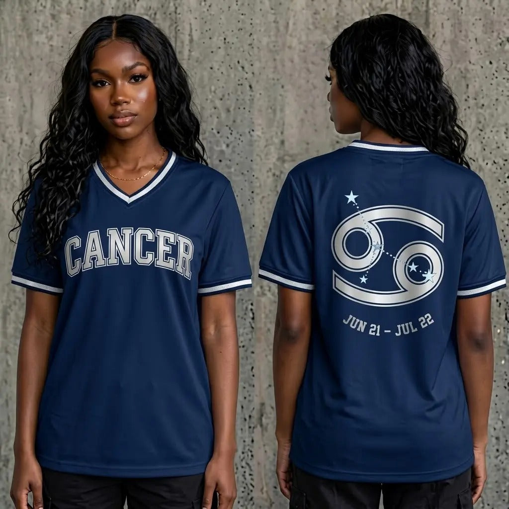 Navy Zodiac V-Neck Jersey - Front & Back Summer Design Sports Jersey