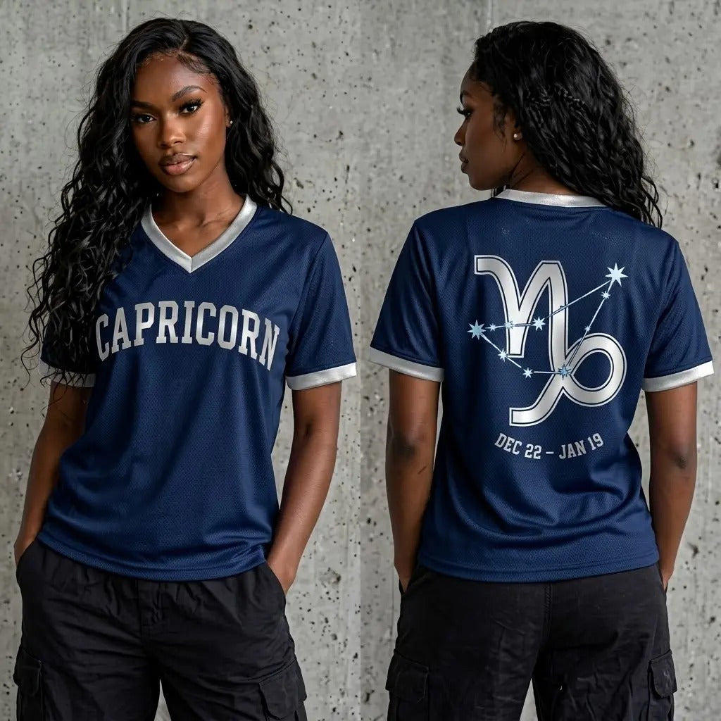 Navy Zodiac V-Neck Jersey - Front & Back Summer Design Sports Jersey