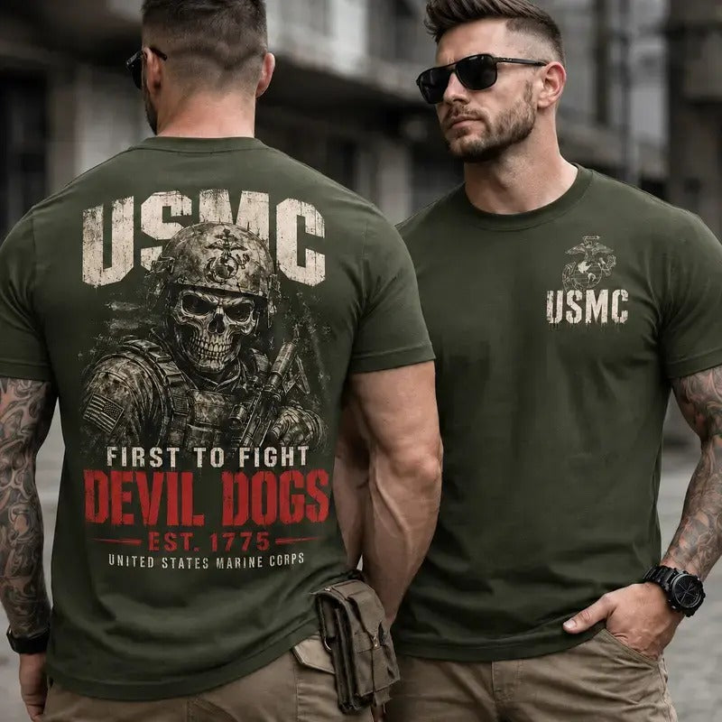 USMC Devil Dogs First To Fight Est. 1775 T-Shirt / Sweatshirt / Hoodie