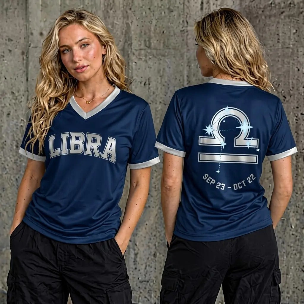 Navy Zodiac V-Neck Jersey - Front & Back Summer Design Sports Jersey