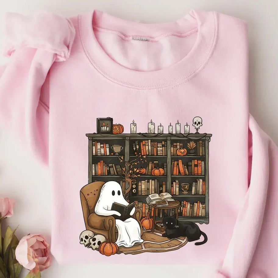 Retro Ghost Reading Books T-Shirt / Sweatshirt / Hoodie