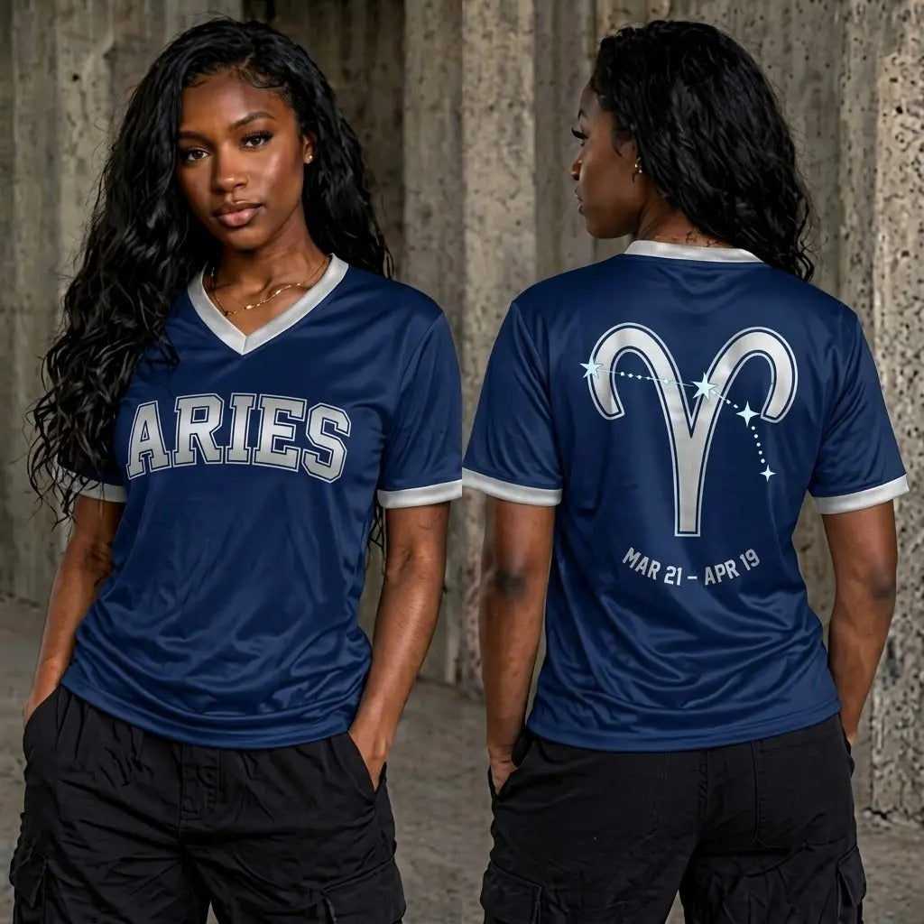 Navy Zodiac V-Neck Jersey - Front & Back Summer Design Sports Jersey