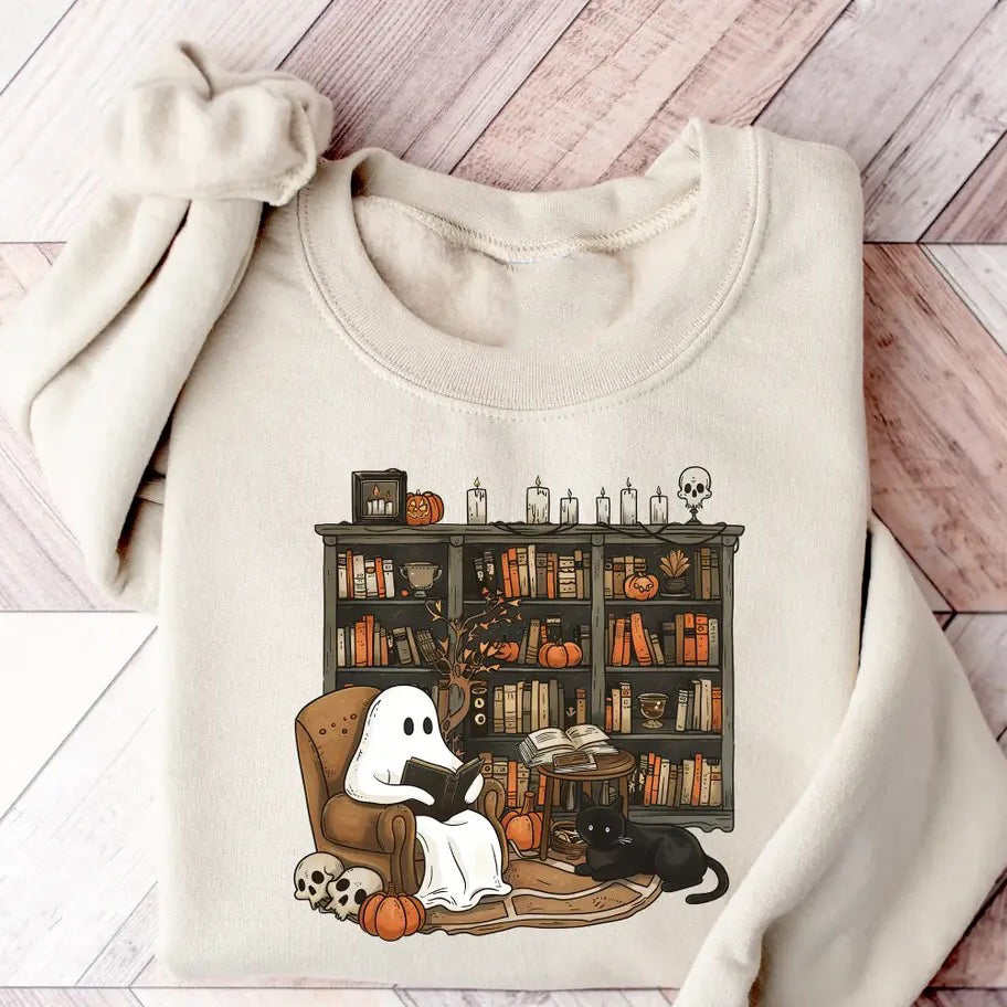 Retro Ghost Reading Books T-Shirt / Sweatshirt / Hoodie