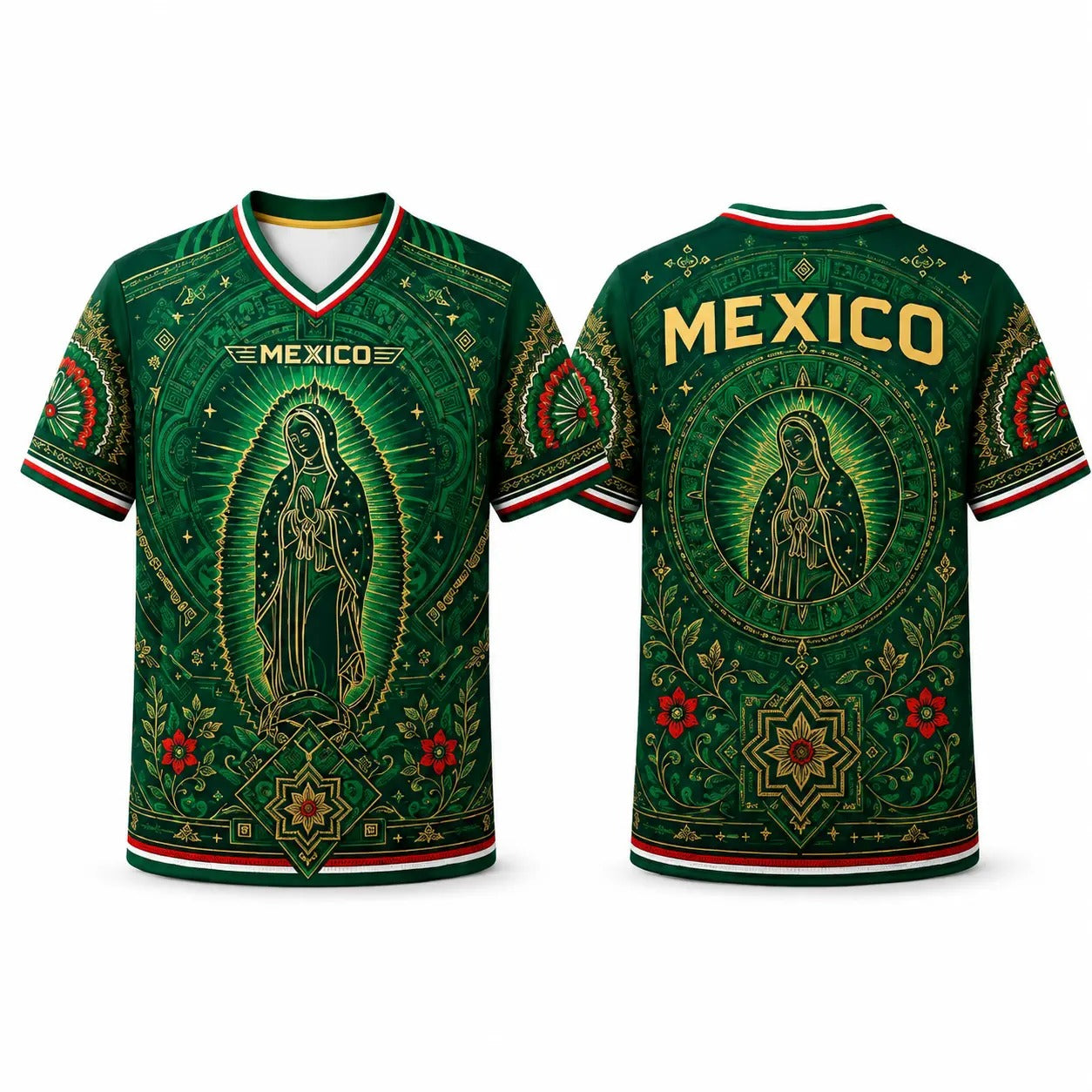 Mexico Virgencita & San Juditas Soccer Jersey - Breathable Game Day Football Jersey