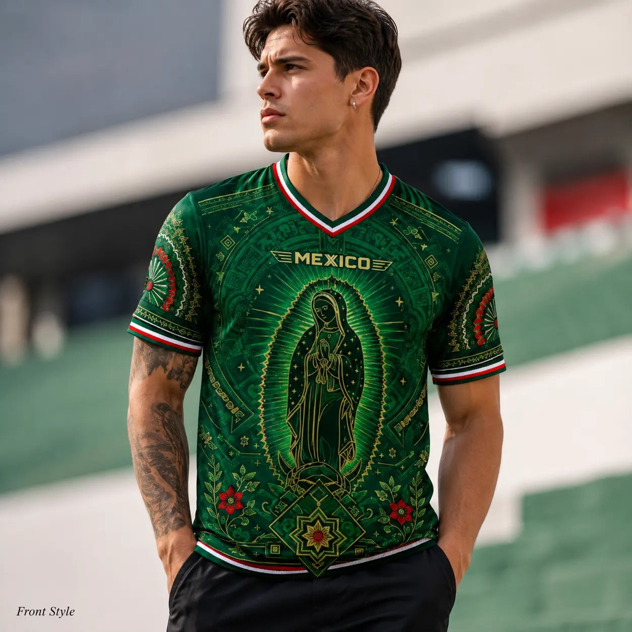 Mexico Virgencita & San Juditas Soccer Jersey - Breathable Game Day Football Jersey
