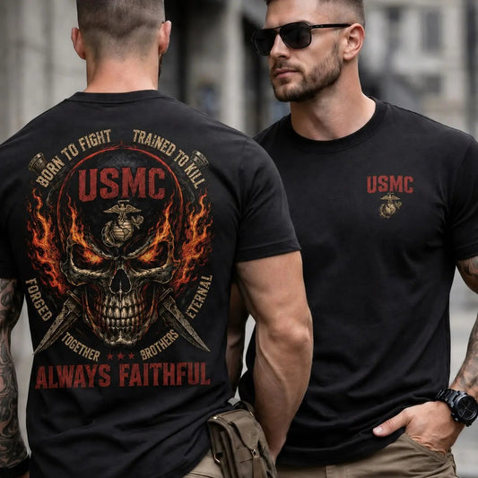 USMC Flaming Skull Menswear Graphic T-Shirt / Sweatshirt / Hoodie