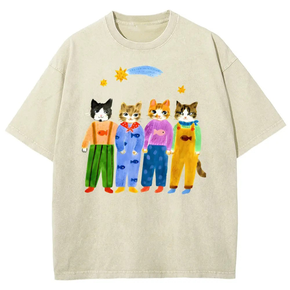 Funny Cats In Overalls Graphic T-Shirt / Sweatshirt / Hoodie