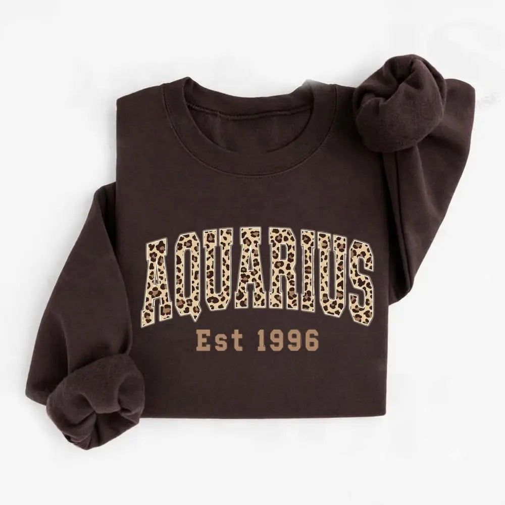 Custom Leopard Zodiac with Est Year T-Shirt / Sweatshirt / Hoodie