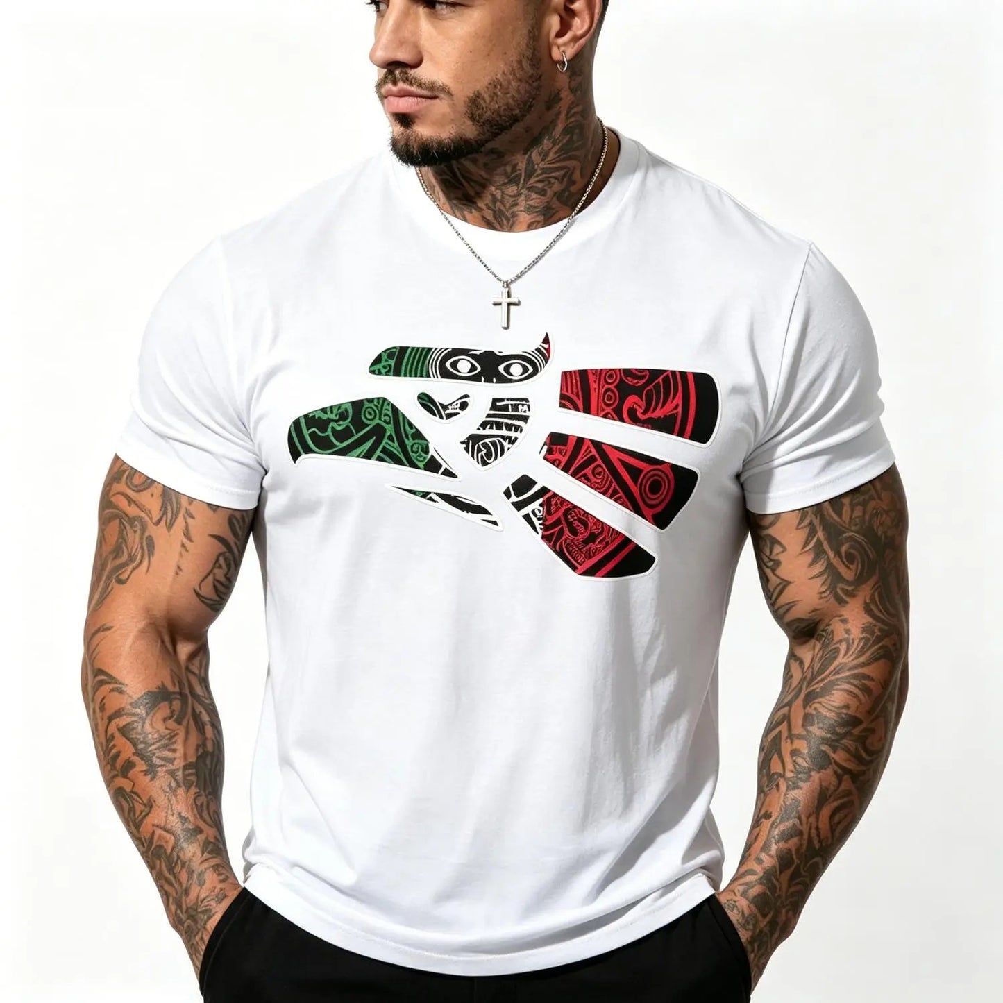 Latino Heritage Cotton Featuring Green White Red Mexico Eagle T-Shirt / Sweatshirt / Hoodie